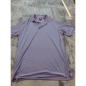 FootJoy FJ Men's XL Performance Golf Polo Shirt Blue Pink Stripe Short Sleeve